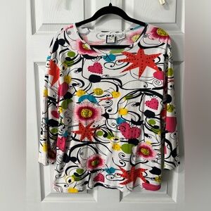 90’s Y2K Colorful Beaded Sequins Pop Art Top Size 1X Take Two